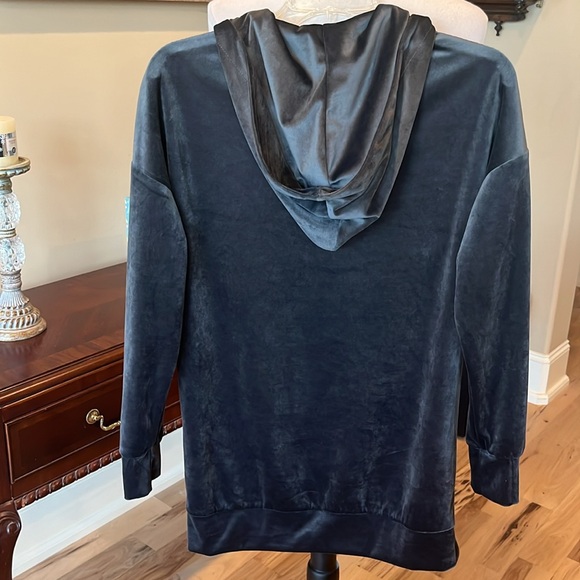 Oversized Velour Tunic Top Charcoal Gray Womens Small Hoodie Pullover - Picture 8 of 11
